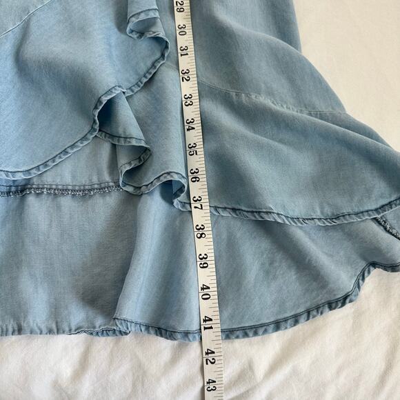 2Bella Blue Ruffled Edge Tencel Knee Length Dress Size Medium - Picture 13 of 13